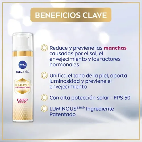 Fluido De Día Nivea Luminous 630 Anti Manchas Fps50 40ml