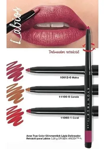 Avon True Colors Glimmestick Delineador Retrac Labios 0.28gr Color Coral