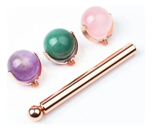 Rodillo De Jade Rosa Para Masaje Facial Y Cuidado Piel