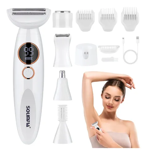 Depiladora Eléctrica 5 En 1 Mujer Cejas Y Nariz Blanco