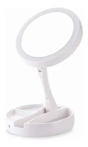 Espejo Con Luz Led P/maquillaje C/aumento Doble Faz Plegable