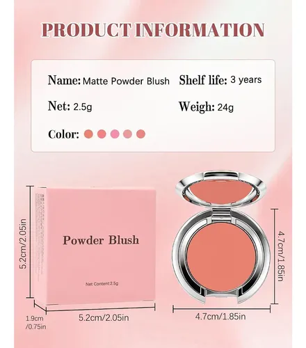 Paleta De Rubor Mate Peach Pink 5 Tonos Lestpola