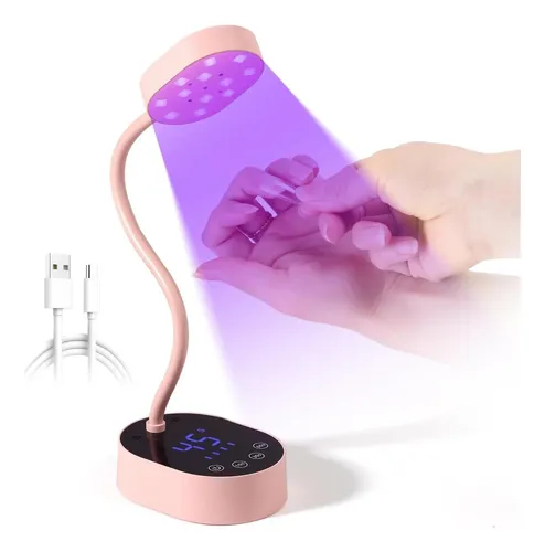 Lámpara Uv Recargable Aoraem 36w Cuello De Ganso Rosa