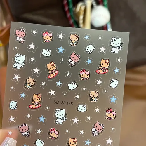 Xw. Aflorish- Pegatinas De Uñas De Gato Lindo Con Lazo Dulce
