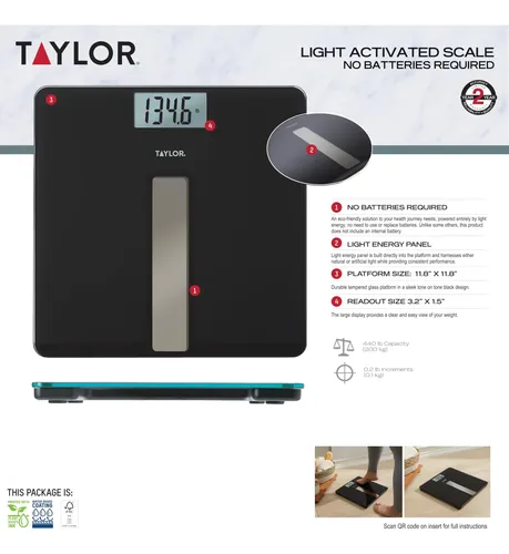 Taylor Báscula Digital De Baño Ligera, Plataforma