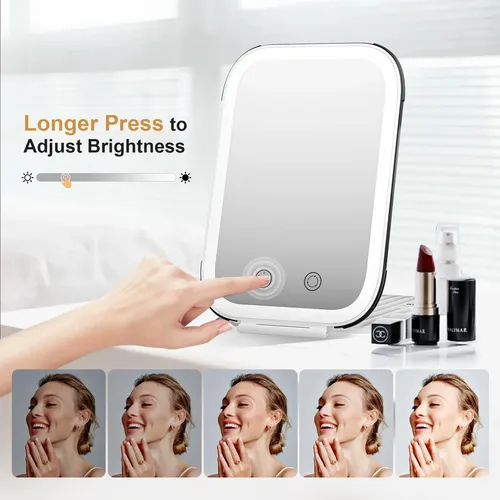 Espejo De Maquillaje Funtouch Con Luz Led Recargable Blanco