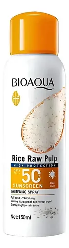 Protector Solar De Arroz Bioaqua Spf 50 Spray Rice Raw Pulp
