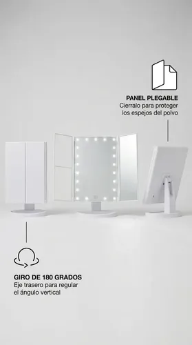 Espejo Maquillaje Plegable Usb Led Tactil Portatil Cosmetico