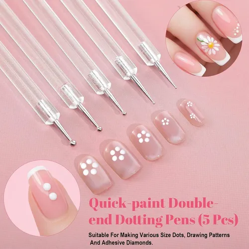 Set 5 Herramientas Para Uñas Dibujo Y Decoración