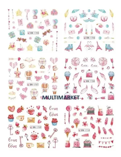 Stickers Al Agua Uñas – Water Decals  – Plancha Grande