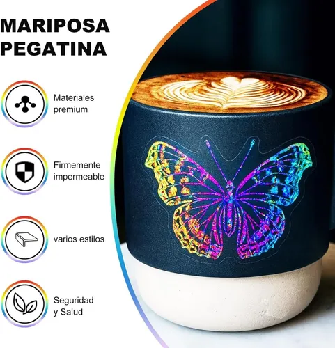 100pc Pegatina De Mariposa De Brillo Holográfico