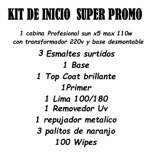 Kit Inicial Profesional Cabina 110w Manicuria Esmalte Led/uv