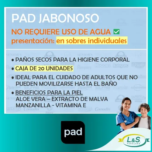 20 Paños Jabonosos Húmedos Para Higiene Corporal Marca Pad