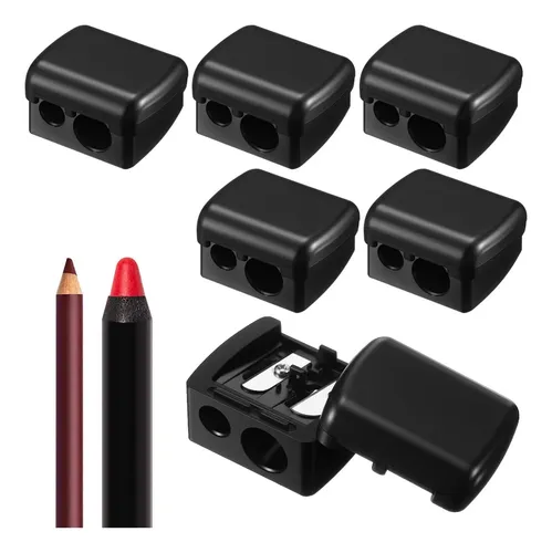Sacapuntas De Maquillaje Faccito 6 Pcs Doble Orificio Negro