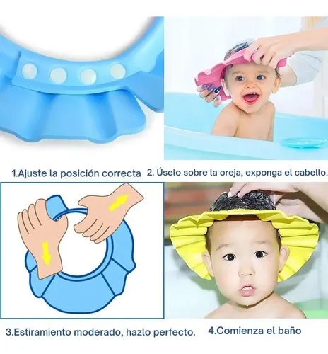 Gorro Protector Ducha Bebé Niño Ajustable Protege Ojos Ll