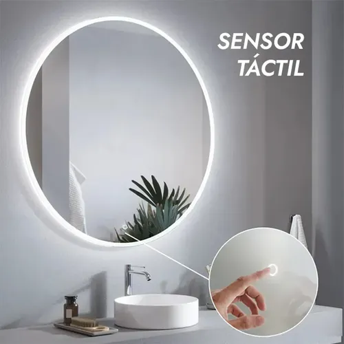 Espejo Led Redondo Para Baño Táctil Dimerizable Desempañador Redondo 60