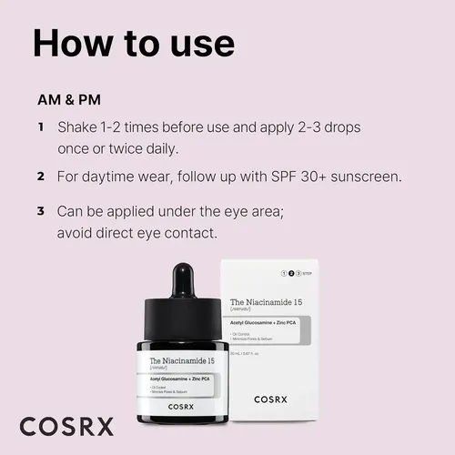 The Niacinamide 15 Serum – Cosrx Momento de aplicación Día/Noche Tipo de piel Todo tipo de piel