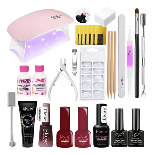 Kit Uñas Semipemanente Esmaltado Completo Set Polygel Uv Led