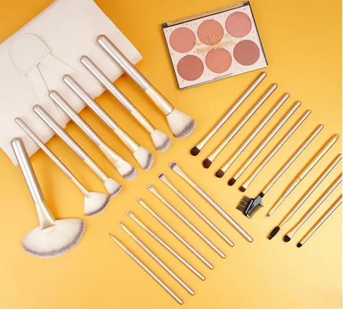 Kit Set 24 Brochas Pinceles Maquillaje Naturales Y Sintetico