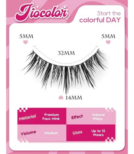 Pestañas Postizas Jiocolor Estilo Wispy Natural 7 Pares