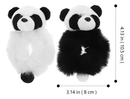 2 Cintas Para El Pelo Con Pompones Y Coleteros De Panda, =