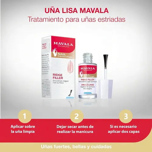 Mavala Uña Lisa, Alisa E Iguala Superficie De Uñas Estriadas Color Transparente