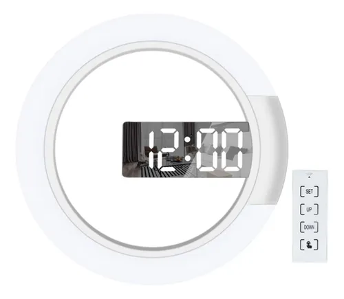 Espejo De Decoración Electrónico 12 Led Reloj De Pared