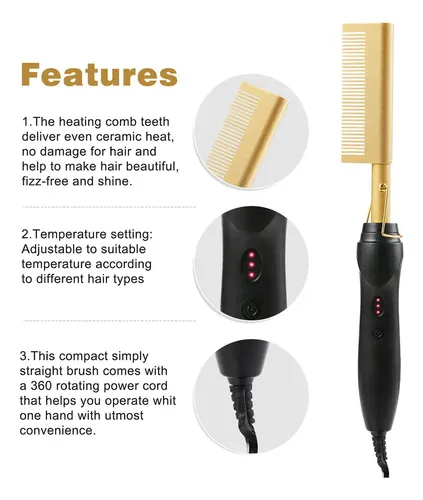 Peine Liso Eléctrico Hot Comb Para Alisar El Cabello