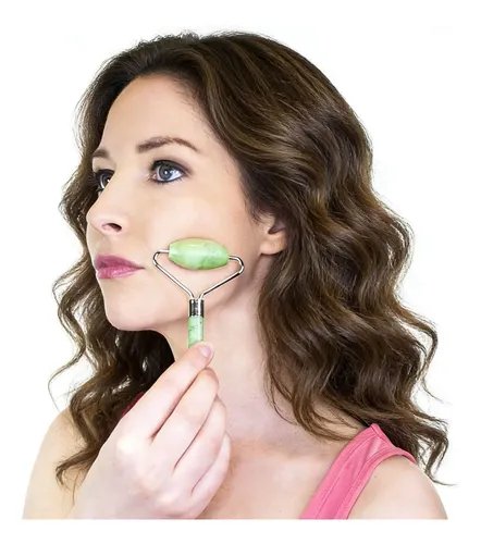 Set Masajeador Facial Jade Roller Y Gua Sha Xifeilol Verde