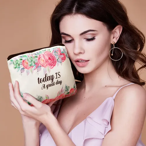 Bolsas De Maquillaje De Lona Rosa, 16 Unidades, Con Cremalle