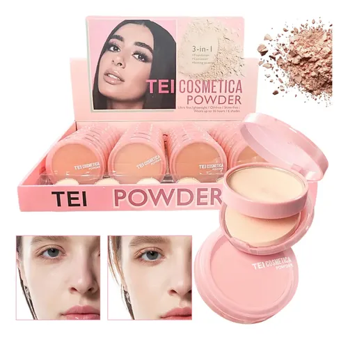 Polvo Compacto Sellador De Maquillaje 3 En 1 Tei Cosmetica