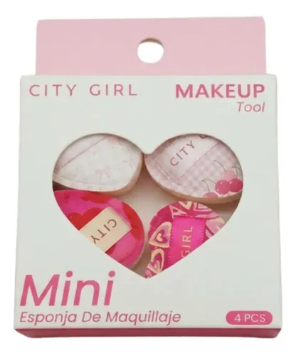Mini Esponjas De Maquillaje City Girl Corazones X4