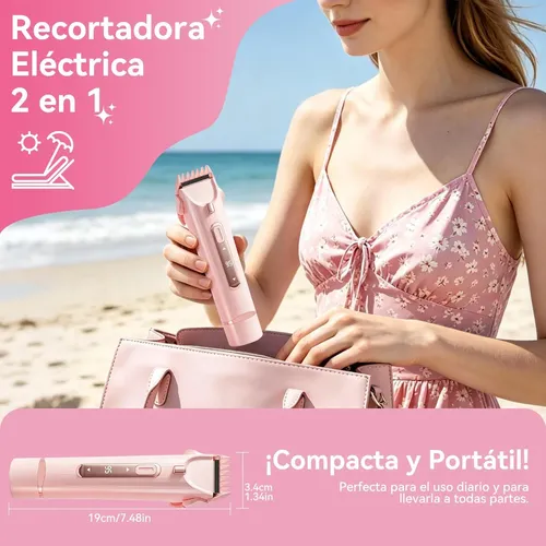 Depilador Eléctrico Para Mujer Con Luz Led Portátil 2 En 1