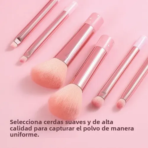 Brochas Maquillaje Largas Mini Juego 6pzas Sombra Rubor Suav