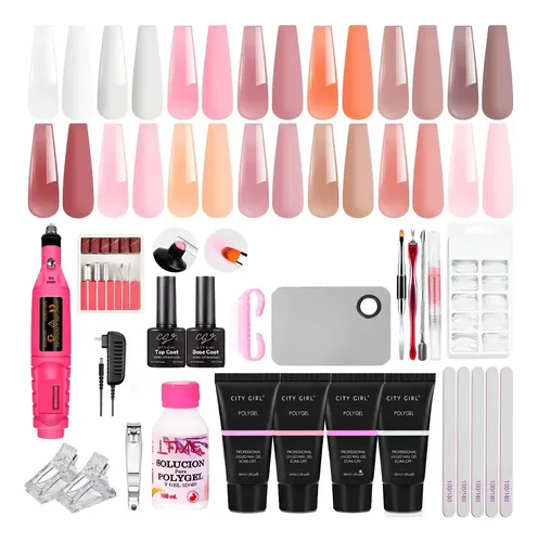 Kit Uñas Polygel Torno Profesional Set Manicura Completa X25