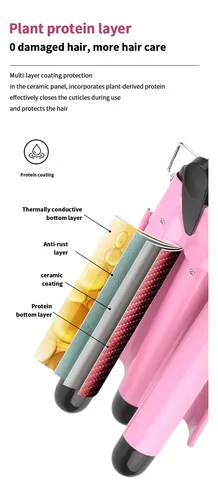 Onduladora De Cabello Triple 25 Mm Rosa