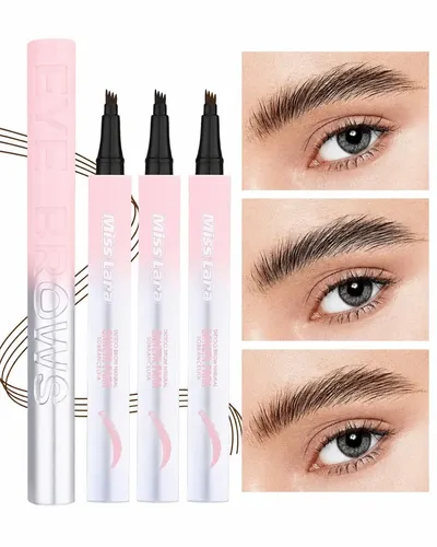 Delineador De Cejas Fibra Efecto Microblanding Resistente Al Agua 3 Colores Tattoo Waterproof Maquillaje Cejas Castaño Oscuro