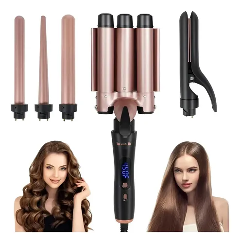 Rizador De Cabello Con 5 Tenazas Intercambiables De Rosa