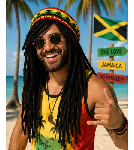 Peluca Rasta Jamaicana Cotillón Reggae Fiesta Carnaval