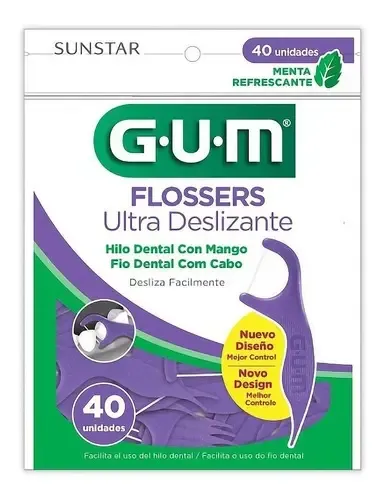 Flosser Dental Gum Con Aplicador Ultra Deslizante Sabor Ment