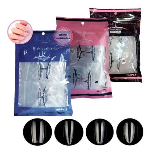 Tips Nails Paris Night X500 Soft Gel, Press On Coffin Bolsa