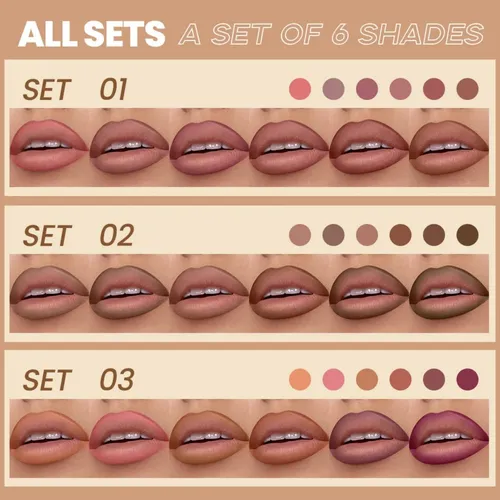 Moongaze Delineadores De Labios 6 Tonos Con 2 Sacapuntas