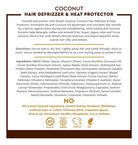 Desfrizador Capilar Y Protector Térmico Desert Essence Cocon