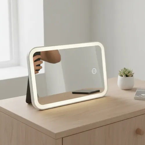 Espejo Con Luz Led Táctil 3 Tonos Ajustable Usb