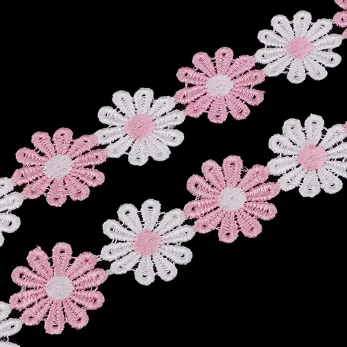 4 Yardas, Rosa, , 25 Mm, Cinta De Encaje De Margarita