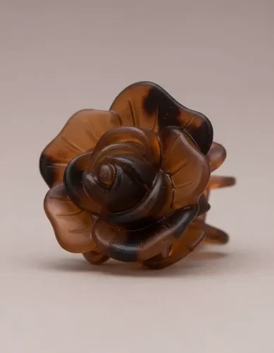 Broche Chico De Pelo X 6 Flor Rosa Carey