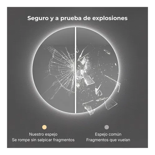 Espejo Inteligente Redondo Touch Con Luz Led Neutra