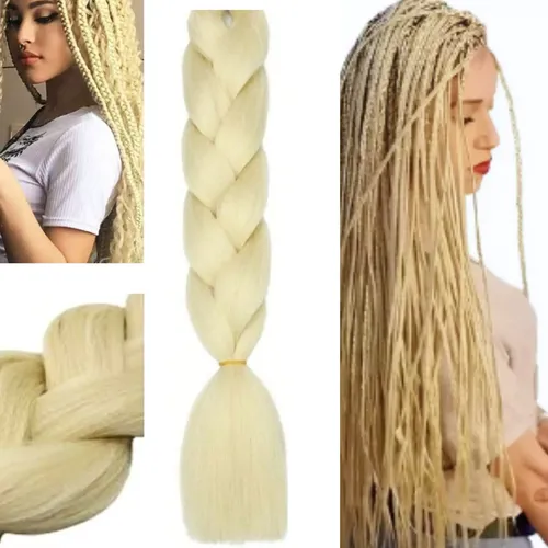 Extension Pelo Kanekalon Trenza Rubio Claro Platino Lefemme