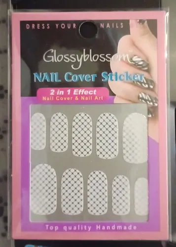 Stickers Para Uñas Autoadhesivos Diseño Blanco Plateado