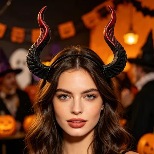 Diadema Con Forma De Cuerno Con Disfraz De Halloween Para Fi Rojo